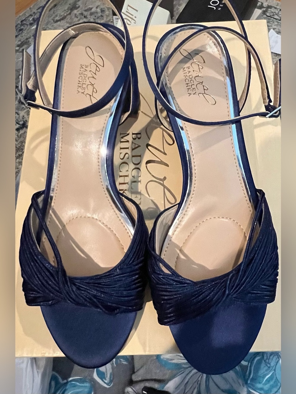 Jewel Badgley Mischka Pretty. Dress Sandals. New in box. Size: 8.5. Asking: $89.